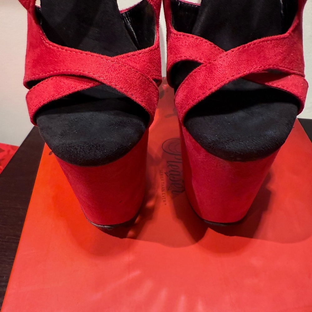 Pleaser Flamingo FLAM831FS Red Faux Suede Size 7 - Picture 9 of 10